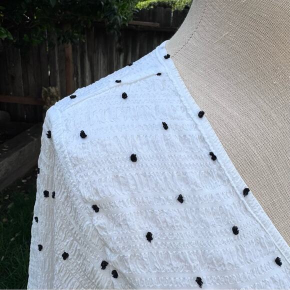 The Line Of Style Wrap Style White Black Polka Dot Blouse Women's Size Medium - Picture 3 of 13